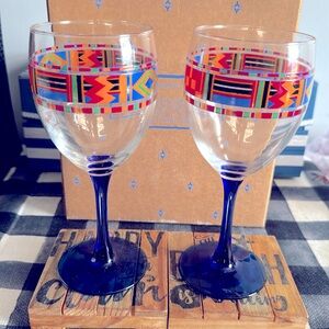 Kente inspired tabletop collection of 2 goblets new in box